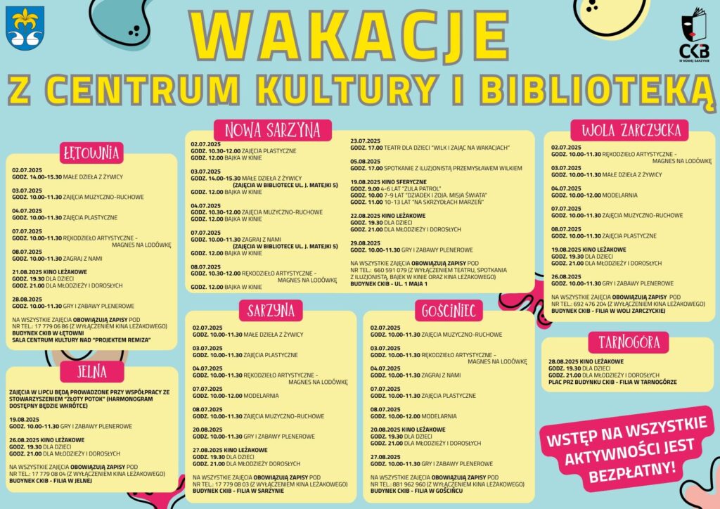 WAKACJE 2025 w Centrum Kultury i Bibliotece