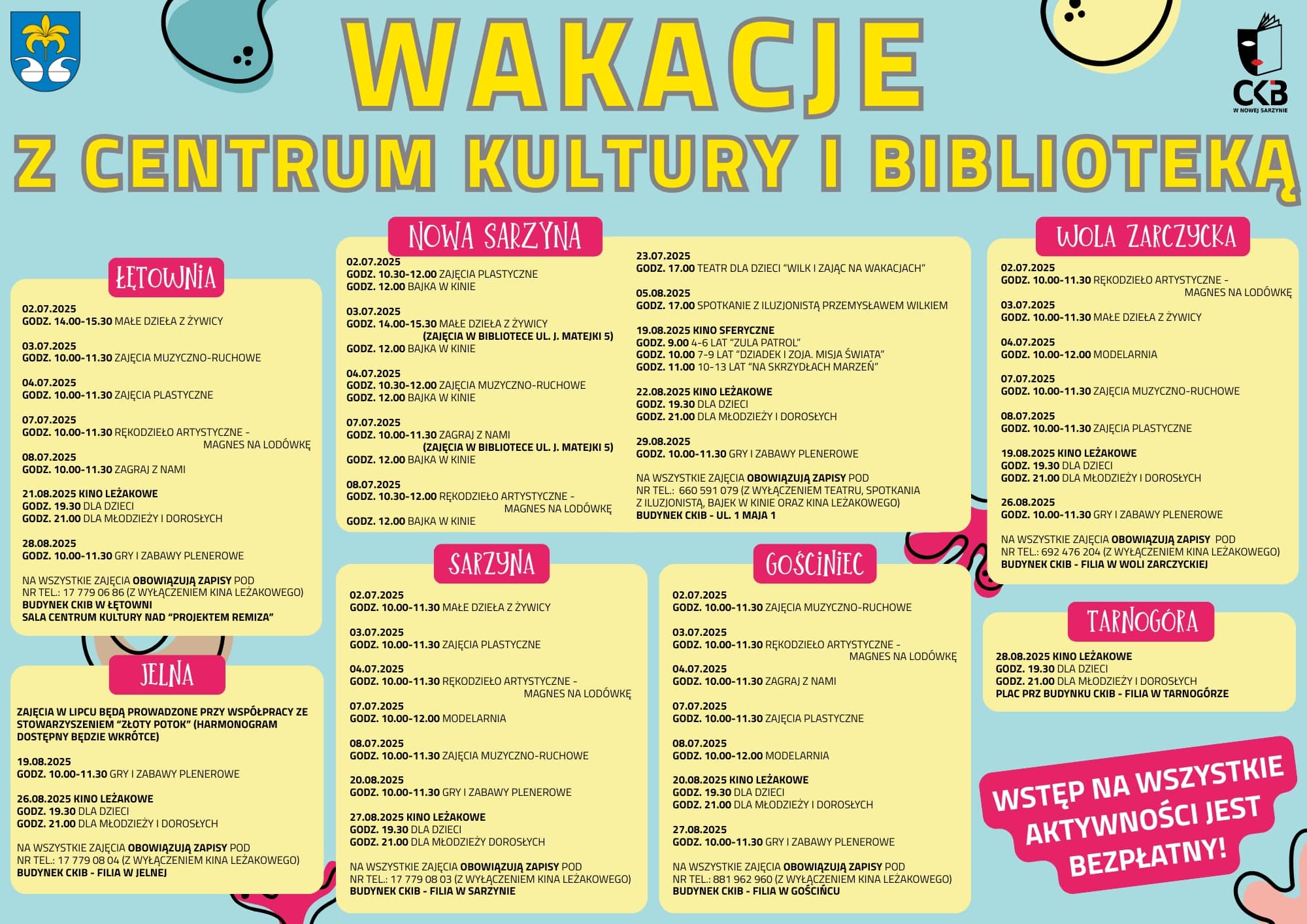 WAKACJE 2025 w Centrum Kultury i Bibliotece